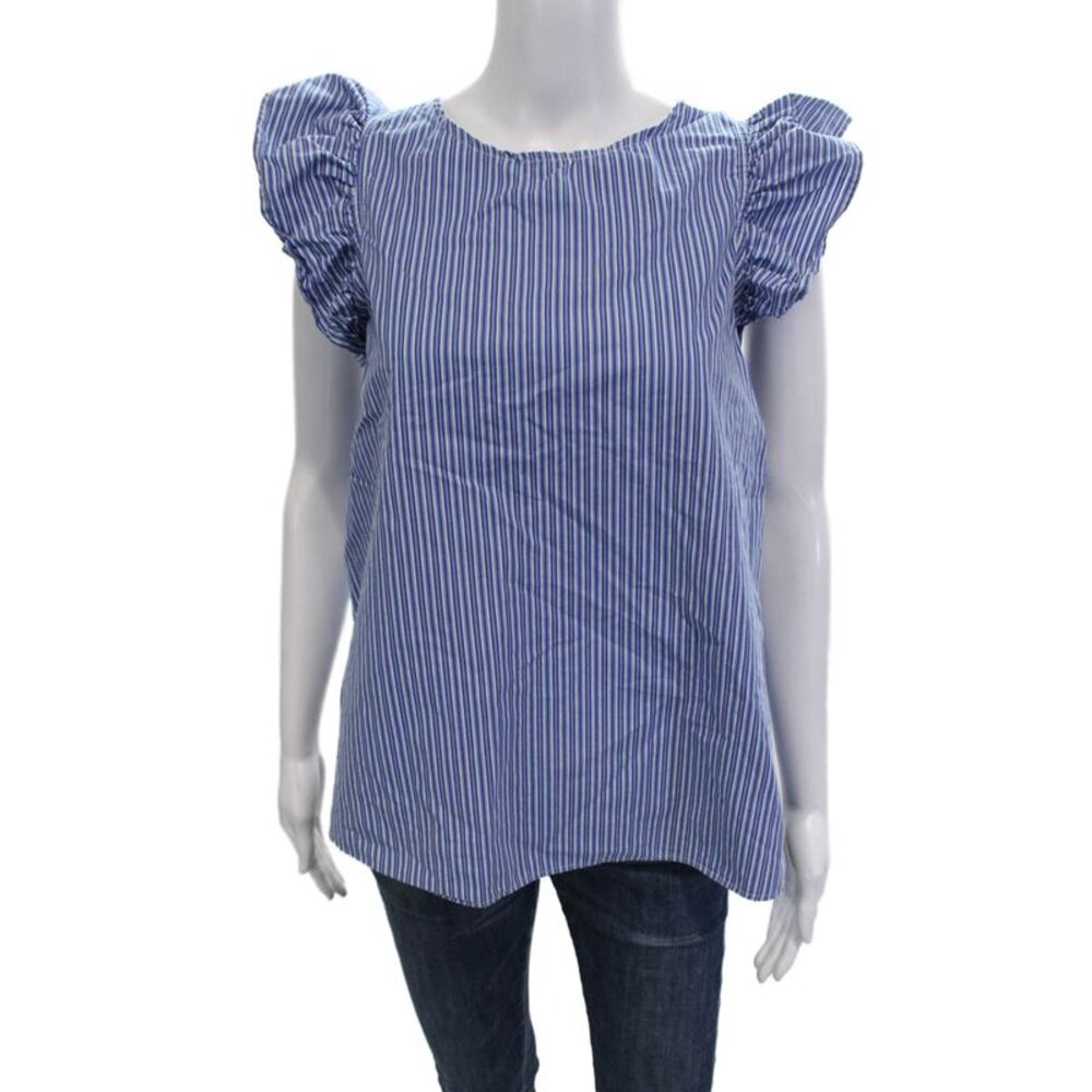 Kate McHale Jensen Women Striped Sleeveless Camisole Blouse Button-Up Size M